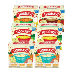 HOORAY! 10m Mix ซาลมอน2+สปาโบ1+สปาโก่2+สตูว์เนื้อ1 140gx6