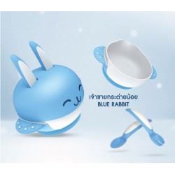 Baby n Goods BABY (แบบไม่มีช่องแบ่ง) ชามรับประทานเจ้ากระต่ายน้อยหูยาว “ชุดชามที่มาพร้อม ช้อน-ส้อม คู่ใจ” 