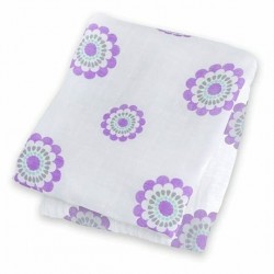Lulujo Bamboo Muslin Swaddle Blanket - Lavender Medallion