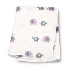 Lulujo Cotton Muslin Swaddle - Elephants on Parade