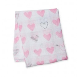 Lulujo Cotton Muslin Swaddle - Sweet Heart 
