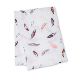 Lulujo Cotton Muslin Swaddle - Putty Feather