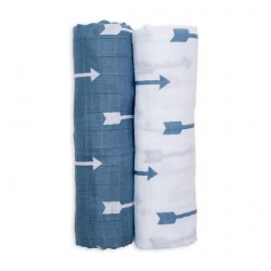 Lulujo 2 Pack Cotton Muslin Swaddles - Blue Arrows