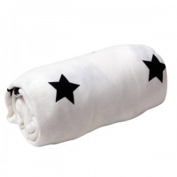 Minene ผ้าปูเตียงเด็กรัดมุม สีขาวลายดาวดำ