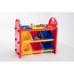 DELSUN ชั้นต่อตัวต่อบล็อกพร้อมช่องใส่ของเล่น