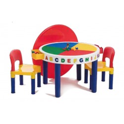 DELSUN Big round Building Block Table & 2 Chairs