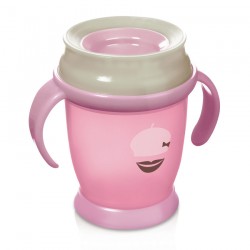 Lovi แก้วหัดดื่ม 360 องศา รุ่น Mini 210 ml. (9M+) - Retro ชมพูอ่อน