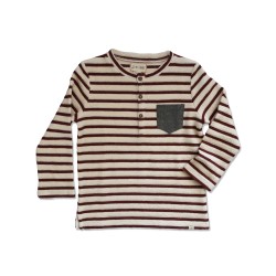 Me and Henry Burgundy Striped Henley Tee