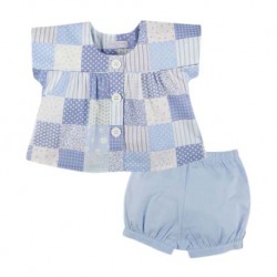 Palette of Apparel เสื้อแขนสั้น คู่ กางเกงขาสั้น สีฟ้า