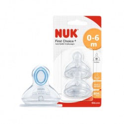 NUK First Choice + Silicone Teat(0-6 months)Size.M (เหมาะสำหรับนมผง)  