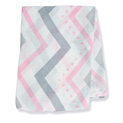 Lulujo Bamboo Muslin Swaddle Blanket - Pink Chevron