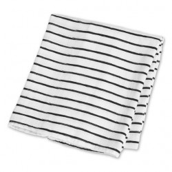 Lulujo Bamboo Muslin Swaddle Blanket - Black Messy Stripes