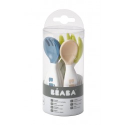 Beaba Set 6 training spoons and 4 training forks for 2nd age (assorted colors BLUE/NEON/NUDE)