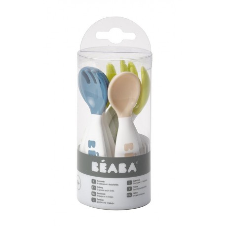 Beaba Set 6 training spoons and 4 training forks for 2nd age (assorted colors BLUE/NEON/NUDE)