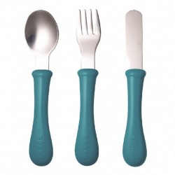 Beaba Stainless steel training cutlery Knife / Fork / Spoon - BLUE